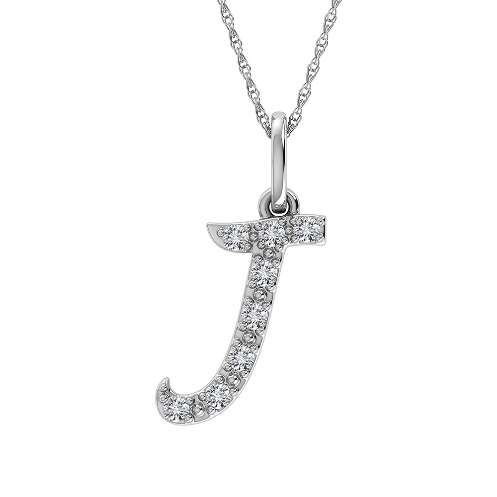 Diamond 1/8 Ct.Tw. Letter J Pendant in 10K White Gold - Image 1