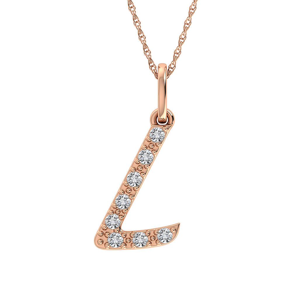 Diamond 1/8 Ct.Tw. Letter L Pendant in 10K Rose Gold - Image 1