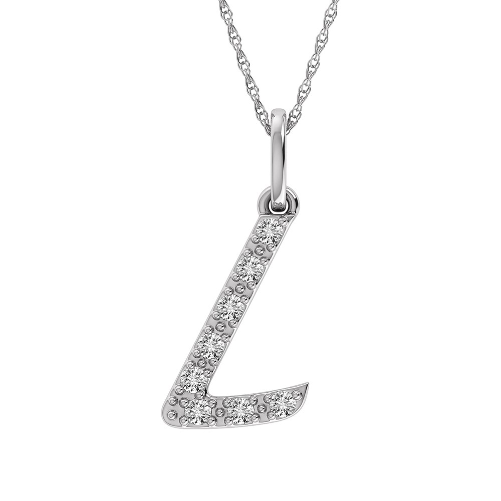 Diamond 1/8 Ct.Tw. Letter L Pendant in 10K White Gold - Image 1
