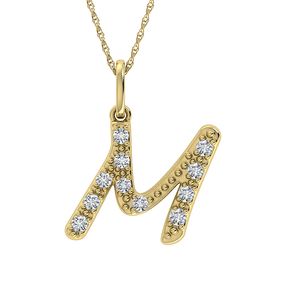 Diamond 1/8 Ct.Tw. Letter M Pendant in 10K Yellow Gold - Image 1