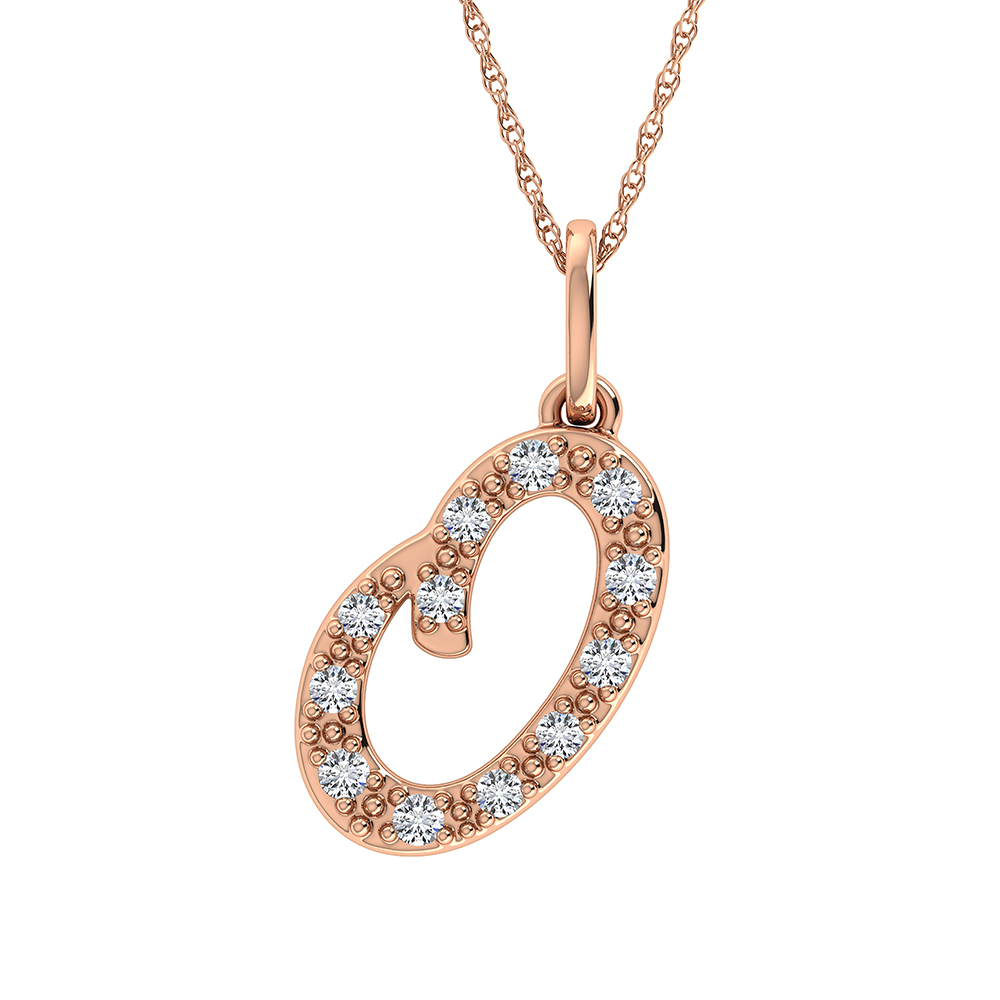 Diamond 1/8 Ct.Tw. Letter O Pendant in 10K Rose Gold - Image 1