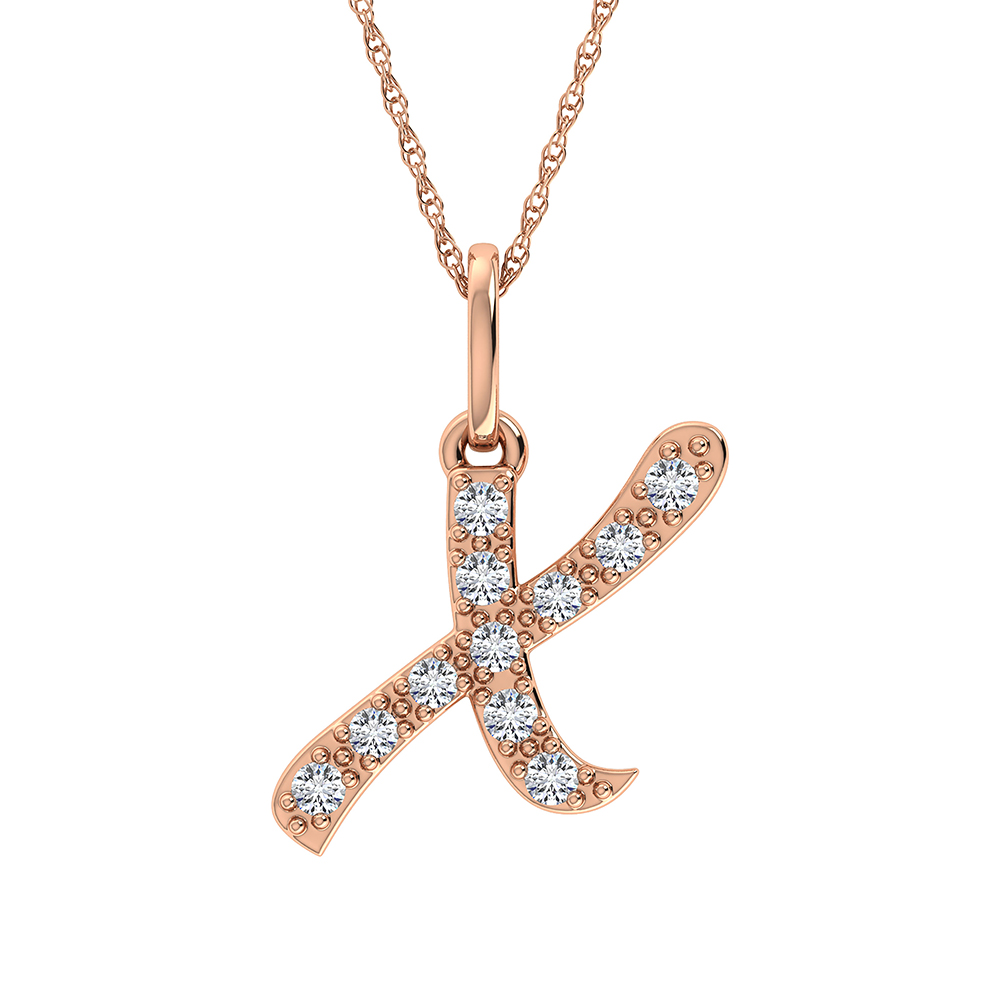 Diamond 1/8 Ct.Tw. Letter X Pendant in 10K Rose Gold - Image 1