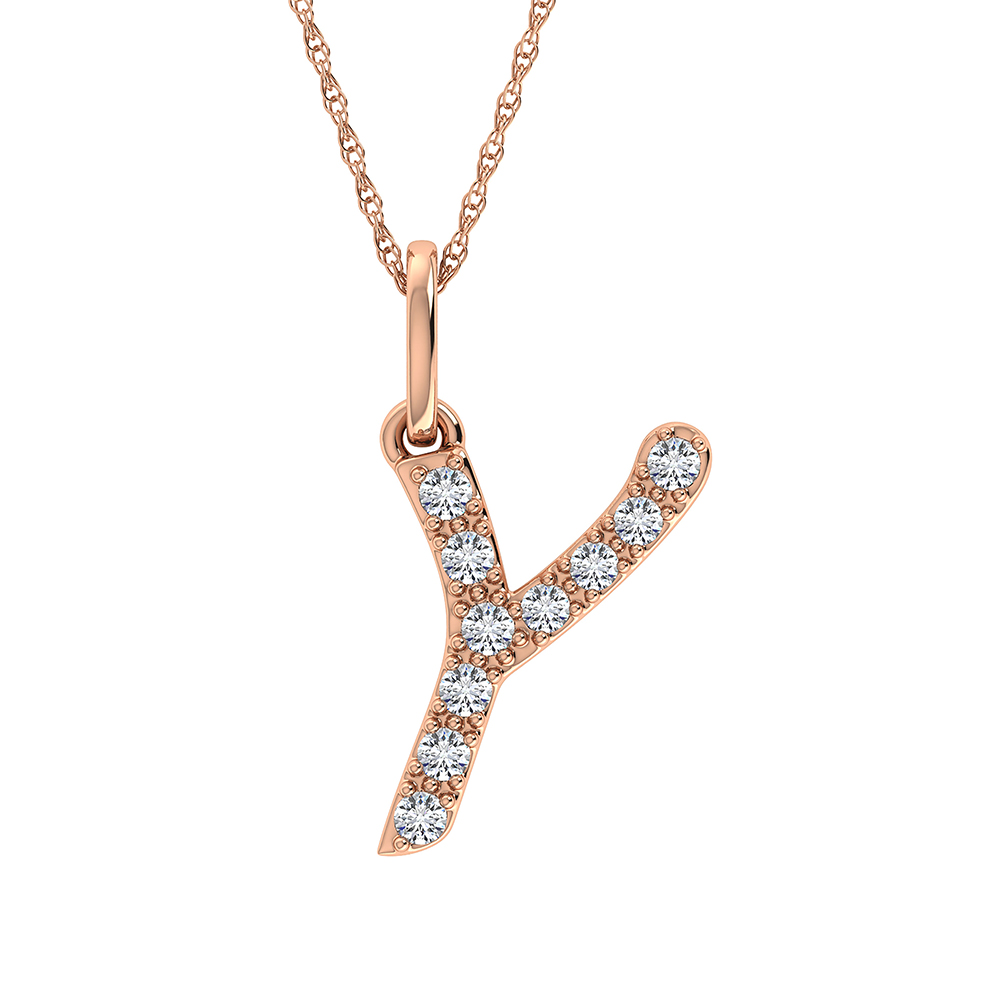 Diamond 1/8 Ct.Tw. Letter Y Pendant in 10K Rose Gold - Image 1