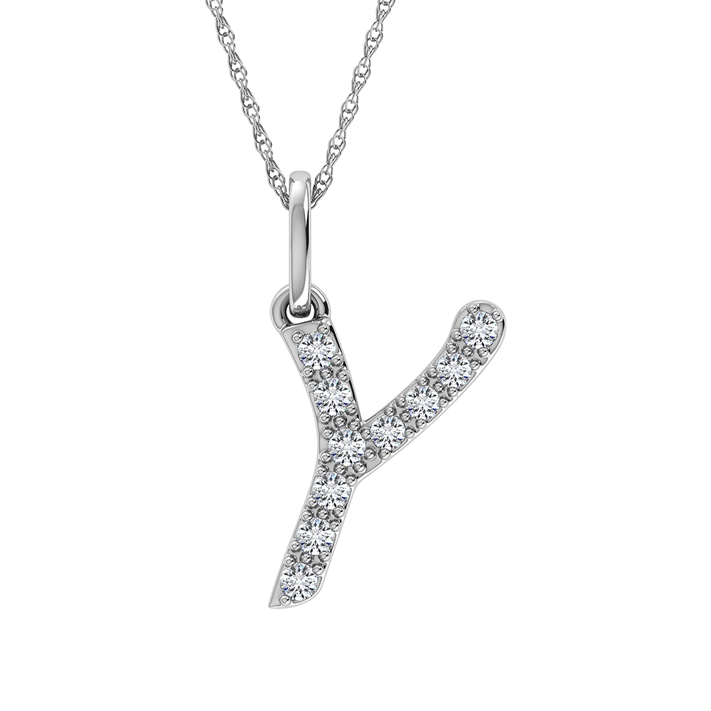 Diamond 1/8 Ct.Tw. Letter Y Pendant in 10K White Gold - Image 1