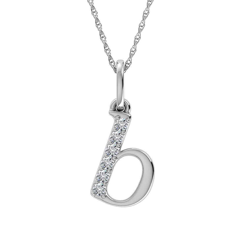 Diamond 1/20 Ct.Tw. Letter B Pendant in 10K White Gold - Image 1