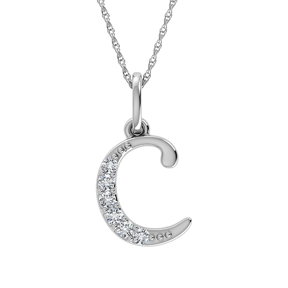 Diamond 1/20 Ct.Tw. Letter C Pendant in 10K White Gold - Image 1