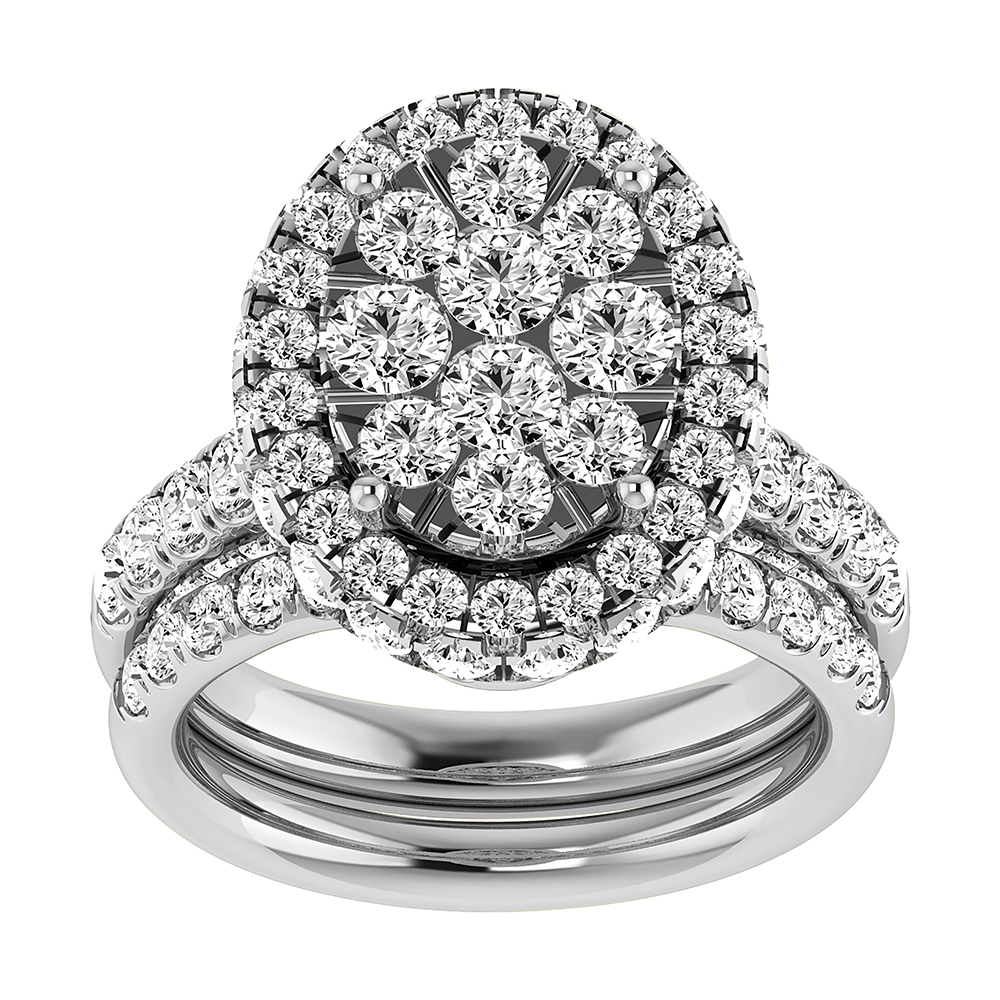 Diamond 3 3/4 Ct.Tw. Oval Shape Bridal Ring in 14K White Gold - Image 1
