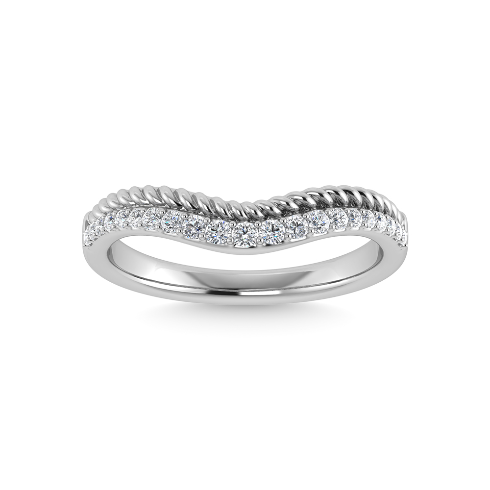 14K White Gold Diamond 1/5 Ct.Tw. Chevron Band - Image 1