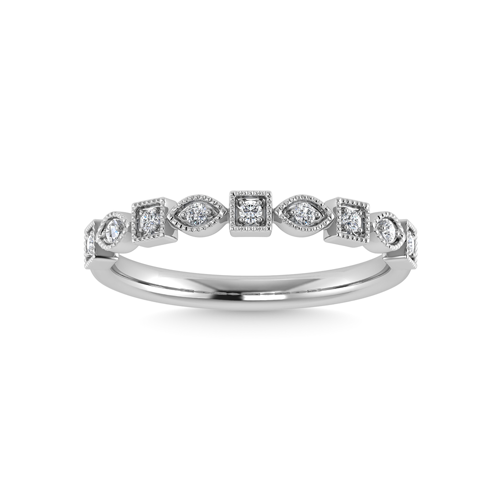 10K White Gold Diamond 1/10 Ct.Tw. Stackable Band - Image 1