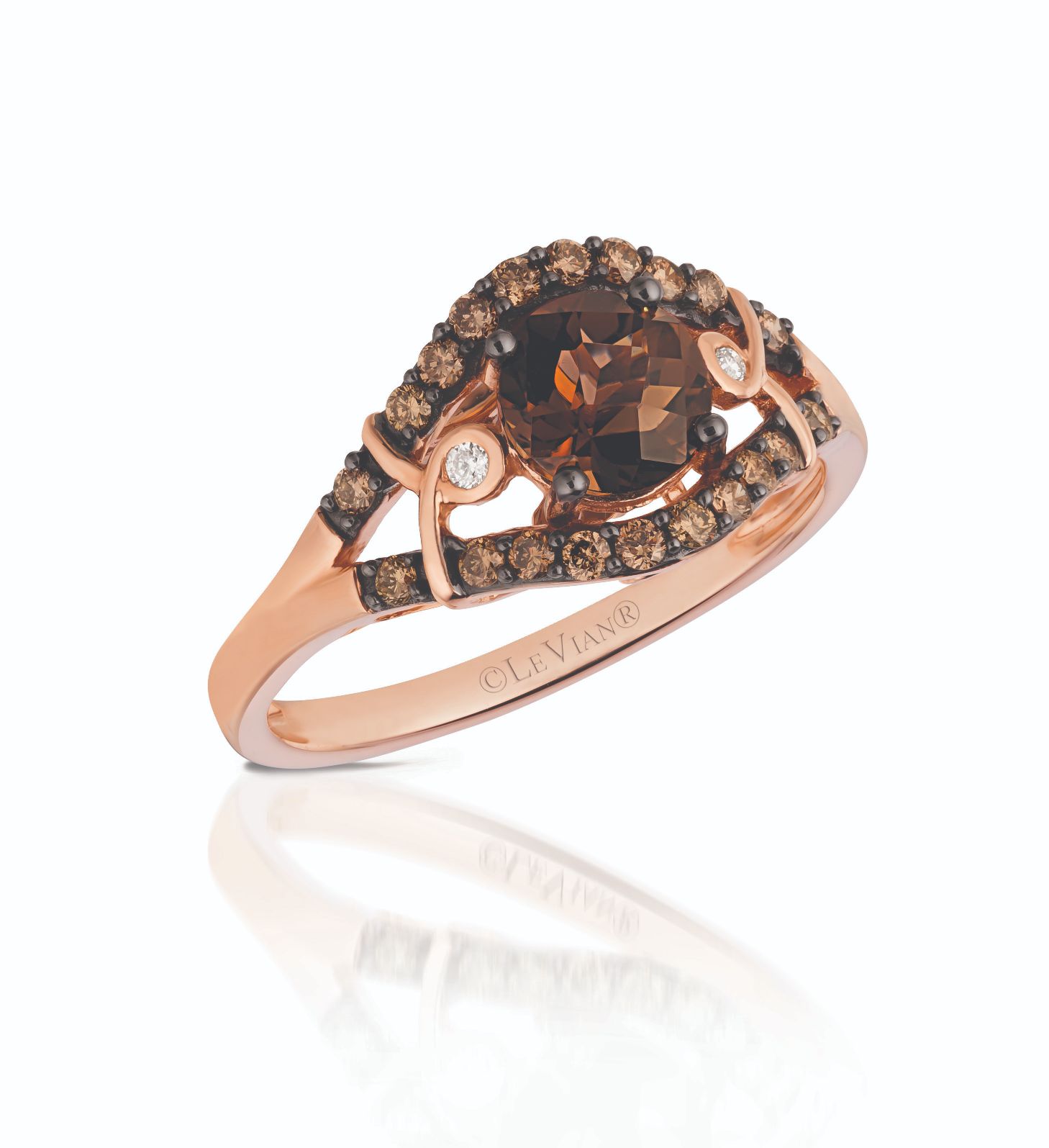 Le Vian Chocolatier� Ring featuring 3/4 cts. Chocolate Quartz�, 1/5 cts. Chocolate Diamonds�, Vanilla Diamonds� set in 14K Strawberry Gold� - Image 1