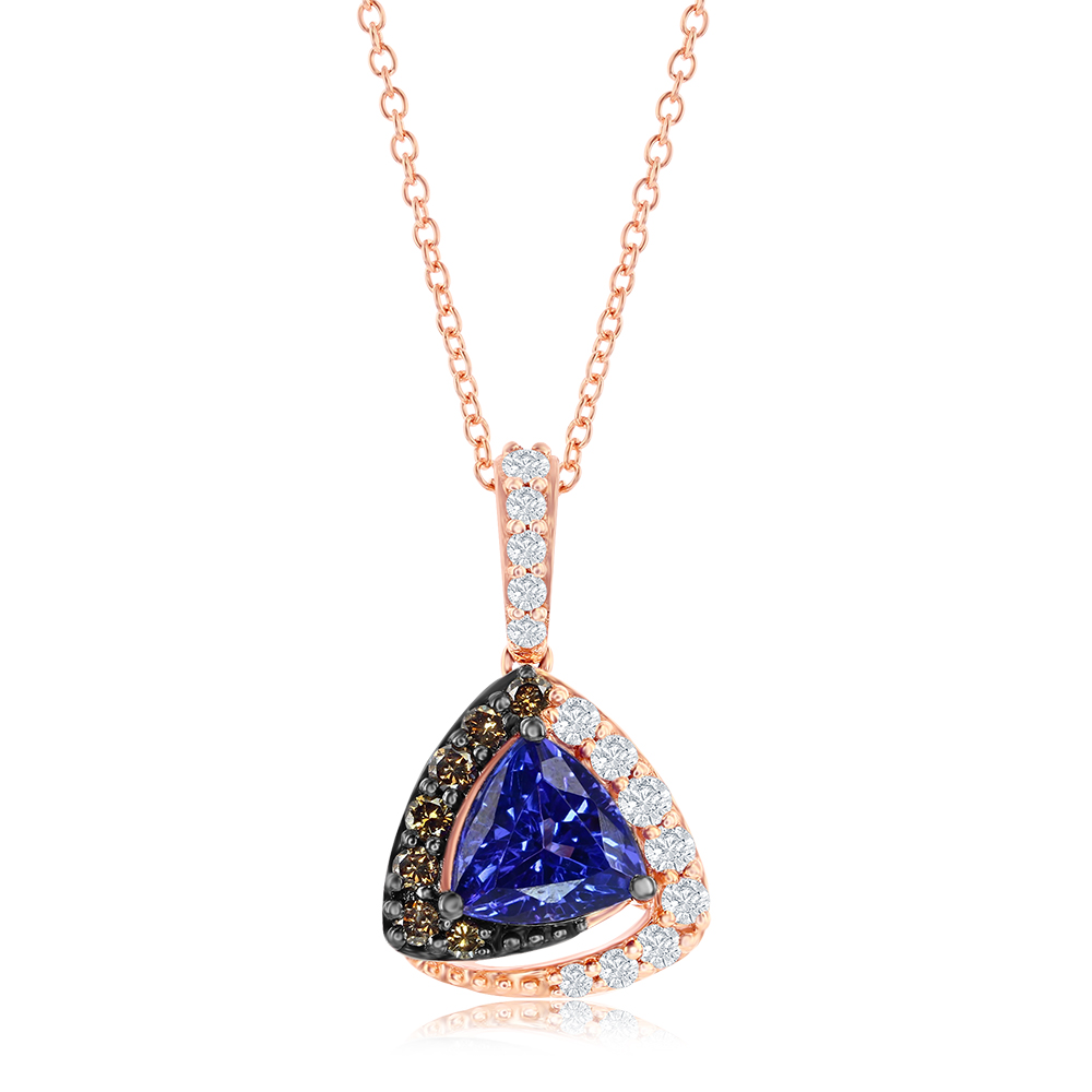 Le Vian Chocolatier� Pendant featuring 5/8 cts. Blueberry Tanzanite�, 1/6 cts. Vanilla Diamonds�, 1/10 cts. Chocolate Diamonds� set in 14K Strawberry Gold� - Image 1