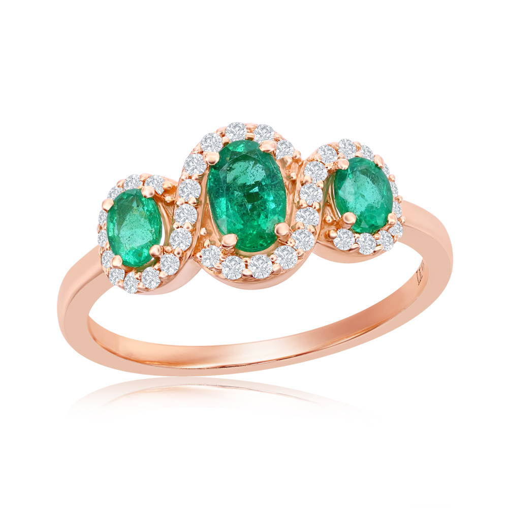Le Vian� Ring featuring 5/8 cts. Costa Smeralda Emeralds?, 1/5 cts. Vanilla Diamonds� set in 14K Strawberry Gold� - Image 1
