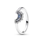 Celestial Blue Sparkling Moon Ring