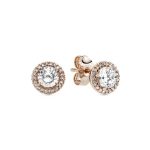 Round Sparkle Halo Stud Earrings