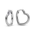 Pandora Moments Heart Charm Hoop Earrings