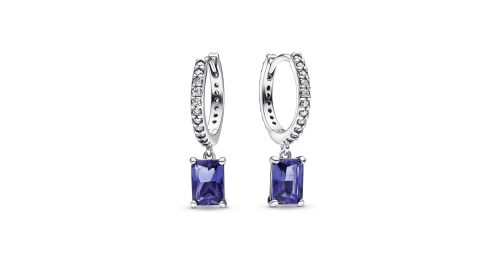 Blue Rectangular Sparkling Hoop Earrings 1 DWIMAGE 292381C01 RGB