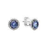 Blue Round Sparkle Stud Earrings