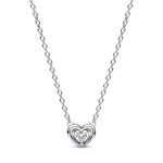 Radiant Heart & Floating Stone Pendant Collier Necklace