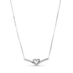 Sparkling Wishbone Heart Collier Necklace