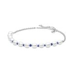 Treated Freshwater Cultured Pearl Blue Cord Chain Bracelet