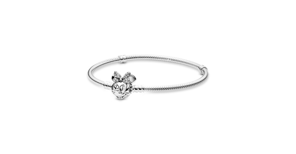 Disney Pandora Moments Pavé Minnie Mouse Clasp Snake Chain Bracelet - Image 1