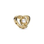 Openwork Swirling Heart & Treated Freshwater Cultured Pearl Charm