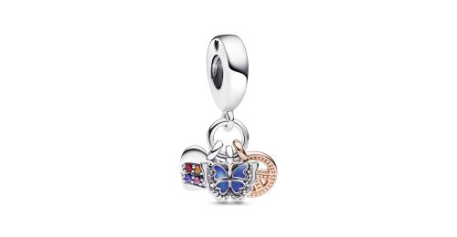 Two-Tone Rainbow Heart, Butterfly & Peace Triple Dangle Charm 1 DWIMAGE 782572C01 RGB