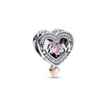 Two-tone Openwork Mom & Heart Charm
