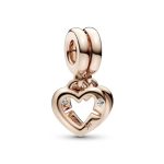 Linked Sister Hearts Split Dangle Charm