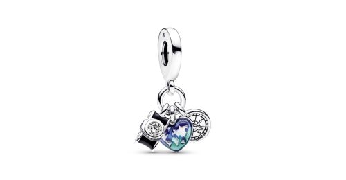 Camera, Heart & Compass Triple Dangle Charm 1 DWIMAGE 792703C01 RGB