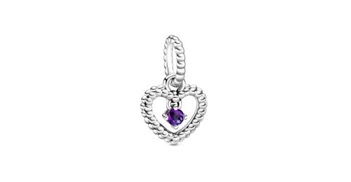 February Purple Beaded Heart Dangle Charm 1 DWIMAGE 798854C03 RGB