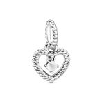 April Milky White Beaded Heart Dangle Charm