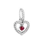 January Dark Red Beaded Heart Dangle Charm