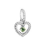 August Spring Green Beaded Heart Dangle Charm