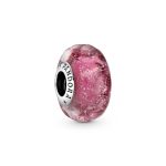 Wavy Fancy Pink Murano Glass Charm