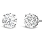 4.08 Carat Diamond Classic Round Stud Earrings
