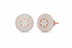 Classic Double Halo Diamond Studs Earring - Image 2