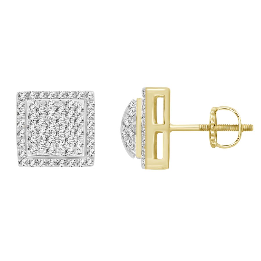 LADIES STUD EARRINGS 0.25CT ROUND DIAMOND 10K YELLOW GOLD - Image 1
