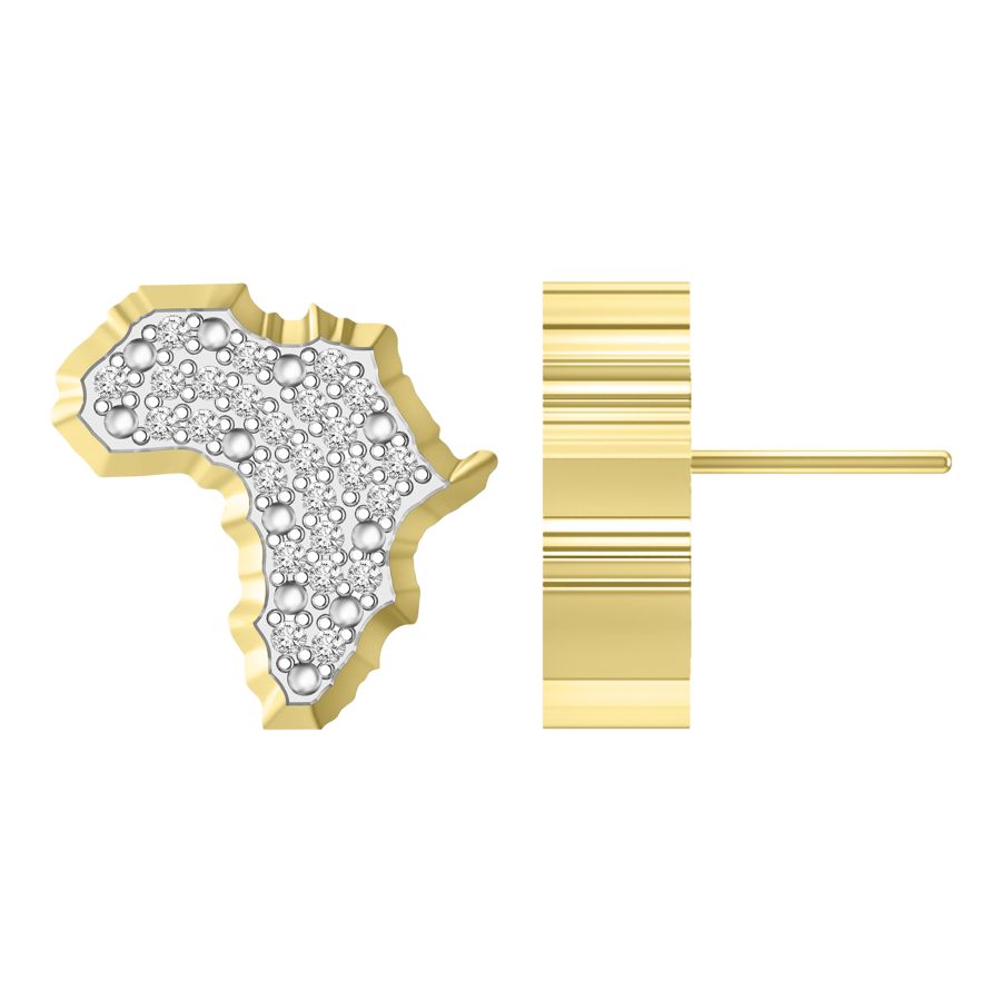 LADIES STUD EARRINGS 0.25CT ROUND DIAMOND 10K YELLOW GOLD - Image 1