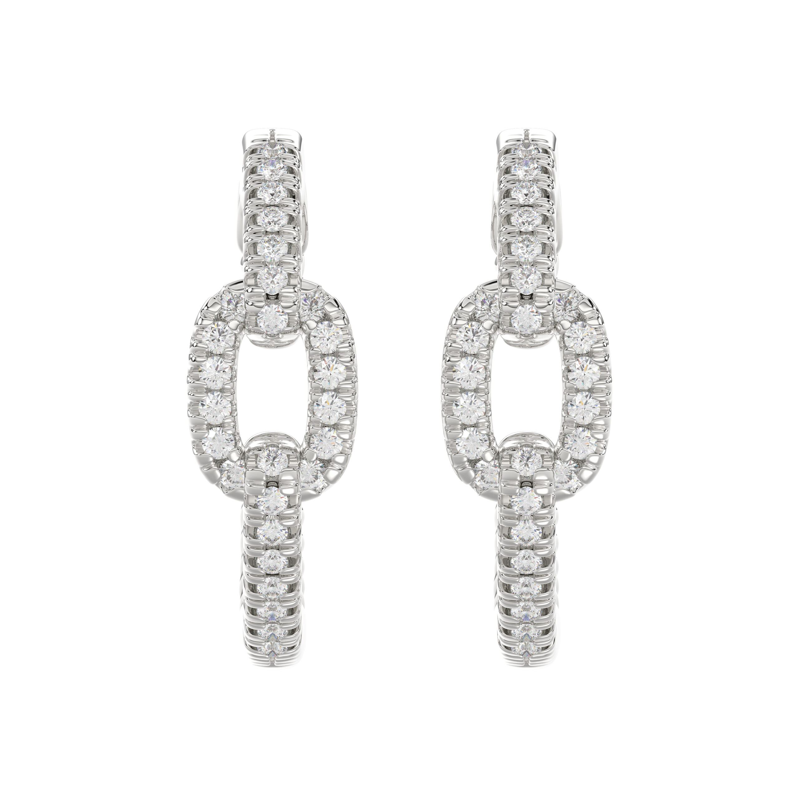 Elegant 10K White Gold Fashion Hoop Earrings Featuring 0.15Ct Round Diamonds With Brilliant Sparkle And Timeless Design. - Image 1