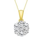 LADIES PENDANT WITH CHAIN 0.25CT ROUND DIAMOND 14K YELLOW GOLD