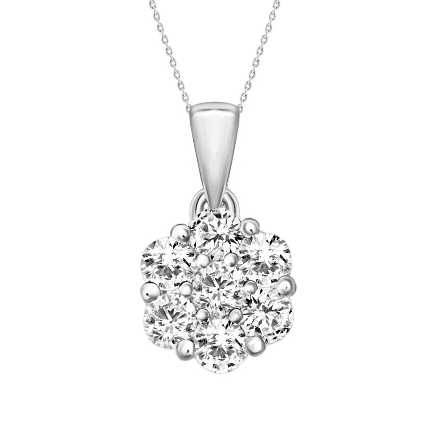 LADIES PENDANT 0.33CT ROUND DIAMOND 14K WHITE GOLD - Image 1