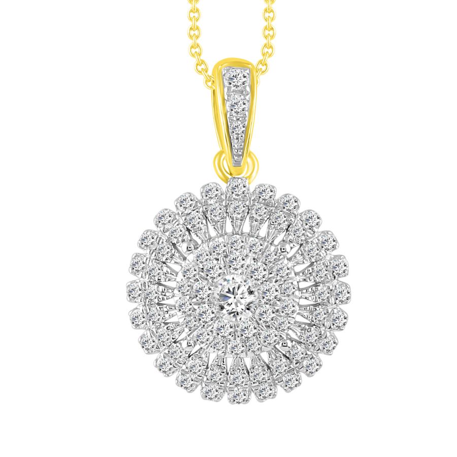 LADIES PENDANT 0.50CT ROUND DIAMOND 10K YELLOW GOLD - Image 1