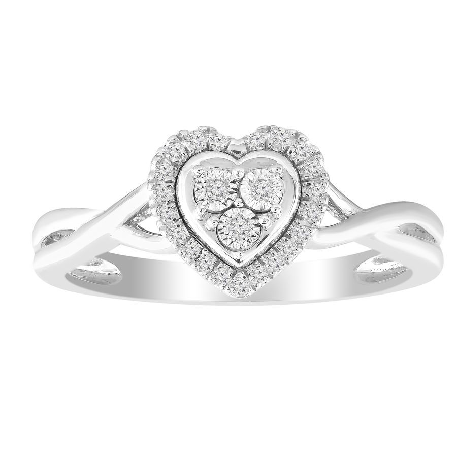 LADIES RING 0.10CT ROUND DIAMOND 10K WHITE GOLD - Image 1