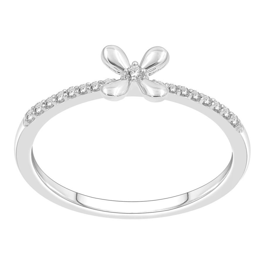 LADIES RING 0.10CT ROUND DIAMOND 14K WHITE GOLD - Image 1