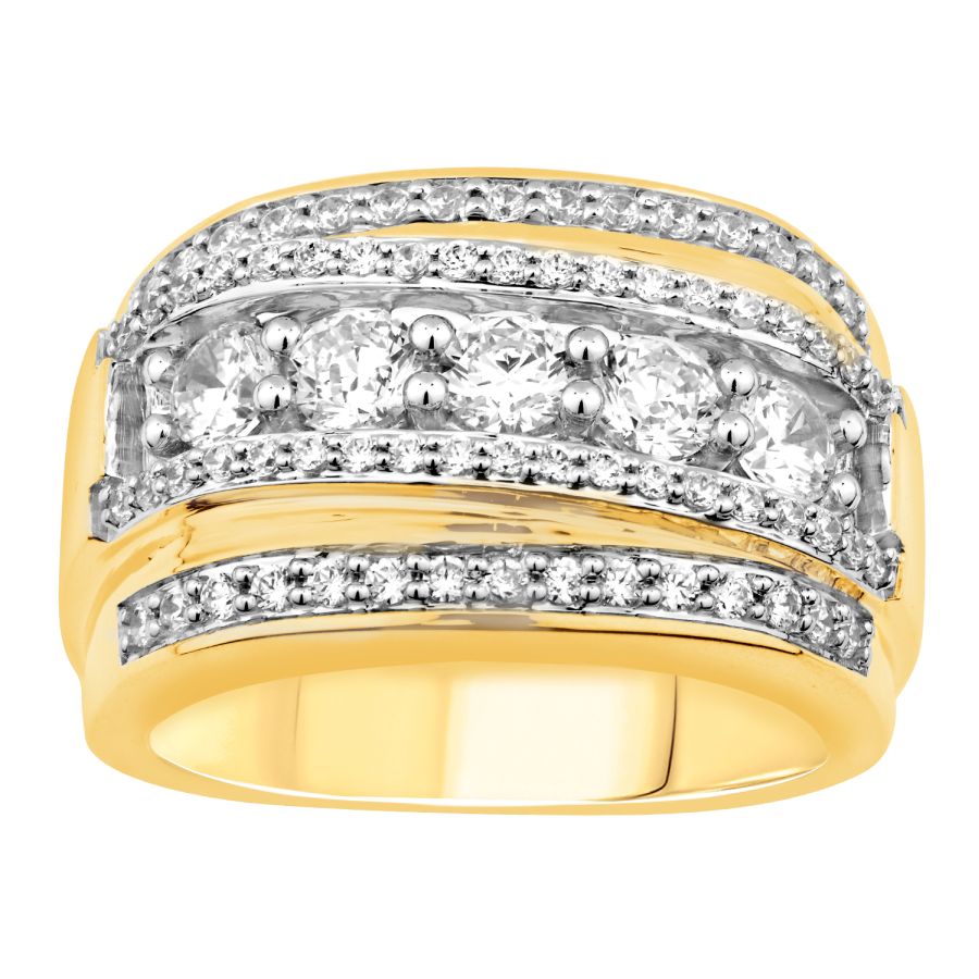 MEN'S BAND 2.00CT ROUND DIAMOND 10K YELLOW GOLD - Image 1
