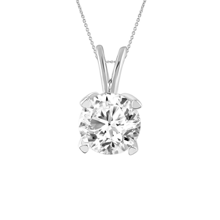SOLITAIRE LADIES PENDANT 0.33CT ROUND DIAMOND 14K WHITE GOLD - Image 1