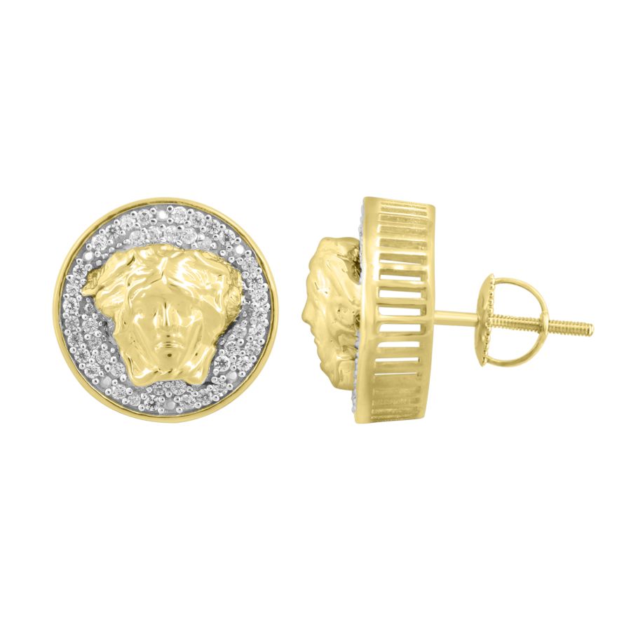 LADIES EARRINGS 0.25CT ROUND DIAMOND 10K YELLOW GOLD - Image 1