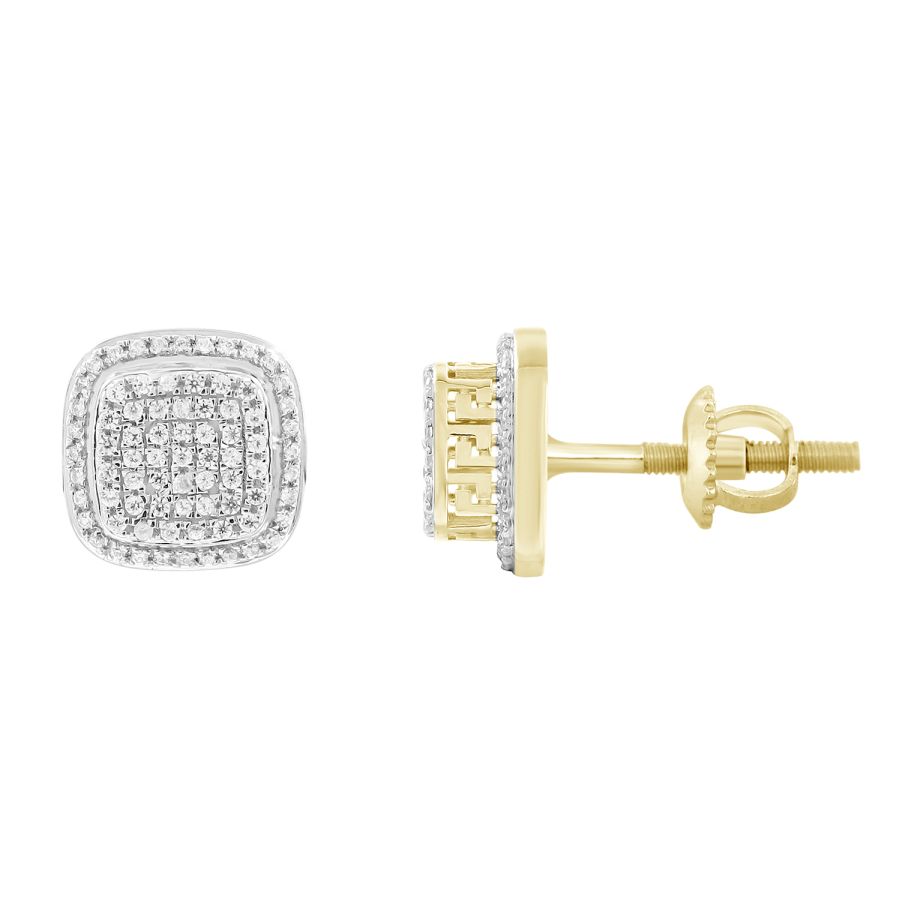 LADIES STUD EARRINGS 0.33CT ROUND DIAMOND 10K YELLOW GOLD - Image 1