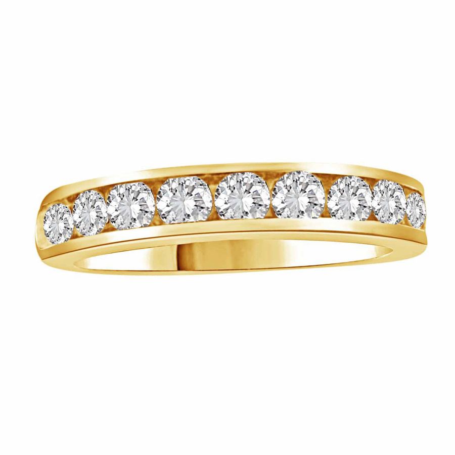 LADIES BAND 1.00CT ROUND DIAMOND 14K YELLOW GOLD - Image 1